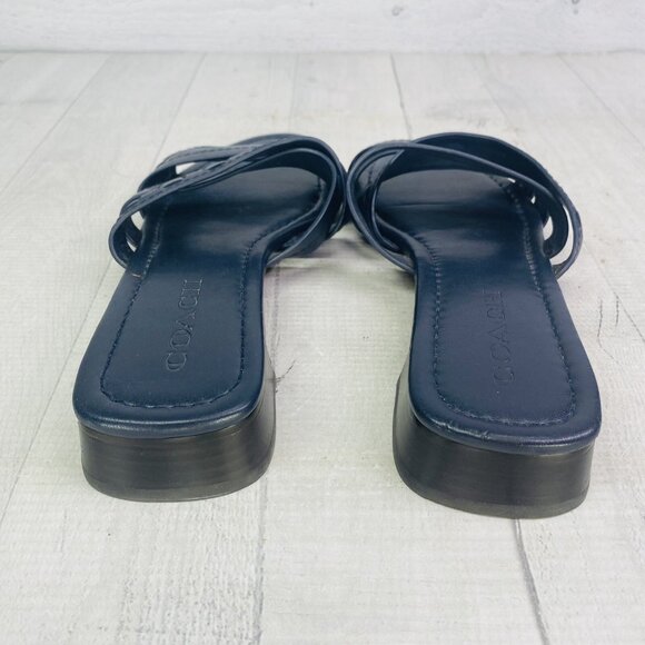 Coach Woman ARIANA Blue Leather Open Toe Low Block Heel Slide Sandals Sz 8.5 B - Picture 9 of 16